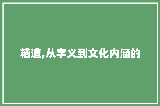 糟遭,从字义到文化内涵的