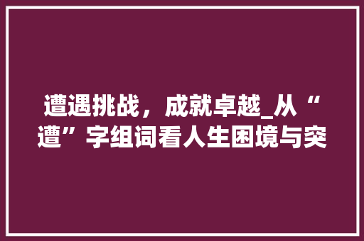 遭遇挑战，成就卓越_从“遭”字组词看人生困境与突破