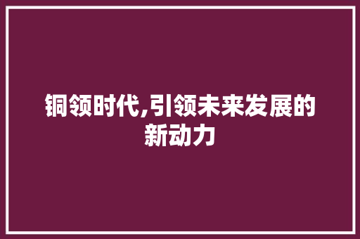 铜领时代,引领未来发展的新动力
