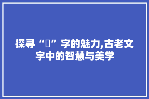 探寻“瑃”字的魅力,古老文字中的智慧与美学