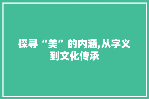 探寻“美”的内涵,从字义到文化传承
