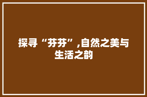 探寻“芬芬”,自然之美与生活之韵