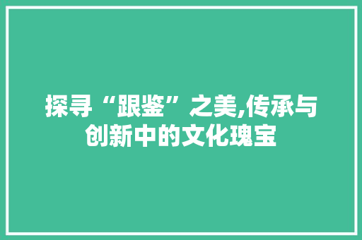 探寻“跟鉴”之美,传承与创新中的文化瑰宝