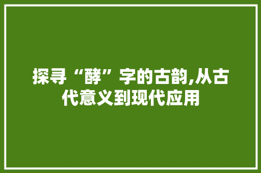 探寻“酵”字的古韵,从古代意义到现代应用