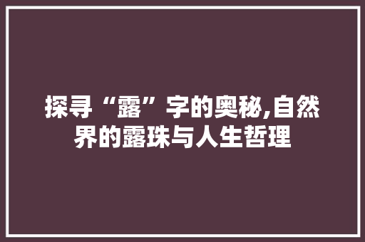 探寻“露”字的奥秘,自然界的露珠与人生哲理