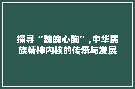 探寻“魂魄心胸”,中华民族精神内核的传承与发展