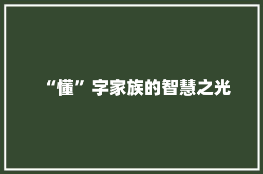 “懂”字家族的智慧之光
