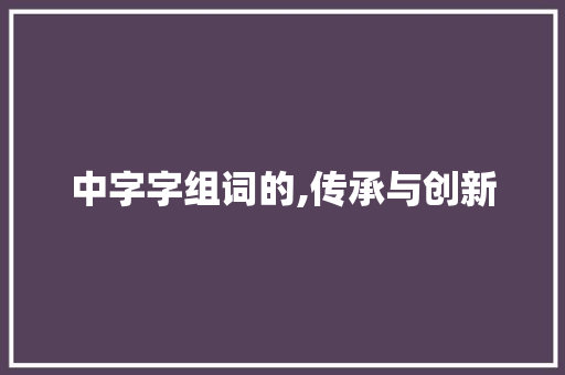中字字组词的,传承与创新