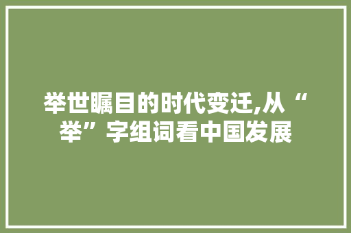 举世瞩目的时代变迁,从“举”字组词看中国发展