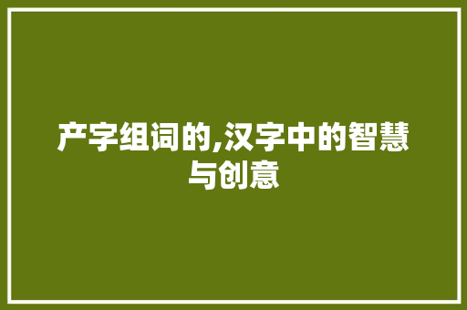 产字组词的,汉字中的智慧与创意