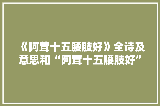 《阿茸十五腰肢好》全诗及意思和“阿茸十五腰肢好”的拼音注释