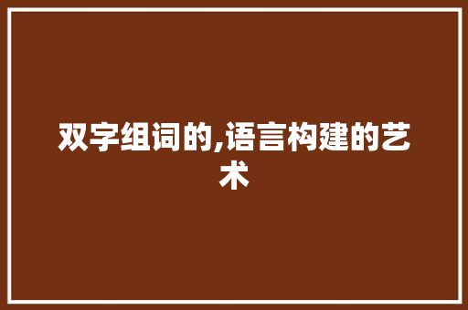 双字组词的,语言构建的艺术