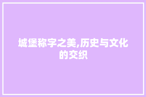 城堡称字之美,历史与文化的交织