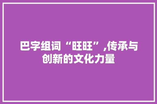 巴字组词“旺旺”,传承与创新的文化力量