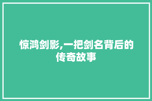惊鸿剑影,一把剑名背后的传奇故事