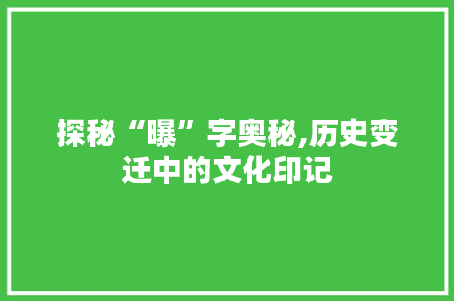 探秘“曝”字奥秘,历史变迁中的文化印记