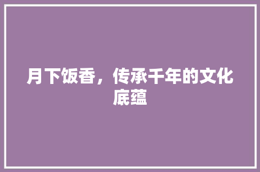 月下饭香，传承千年的文化底蕴