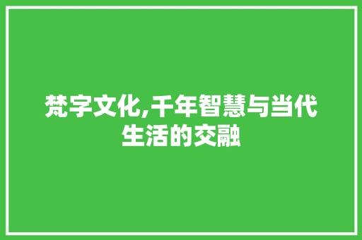 梵字文化,千年智慧与当代生活的交融