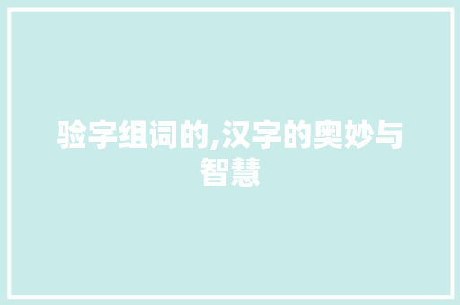 验字组词的,汉字的奥妙与智慧