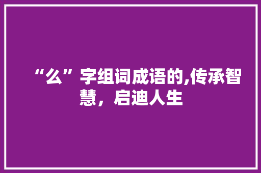 “么”字组词成语的,传承智慧，启迪人生
