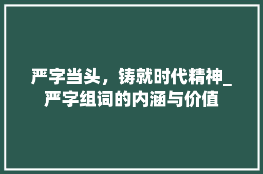 严字当头，铸就时代精神_严字组词的内涵与价值