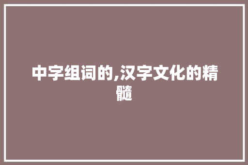 中字组词的,汉字文化的精髓