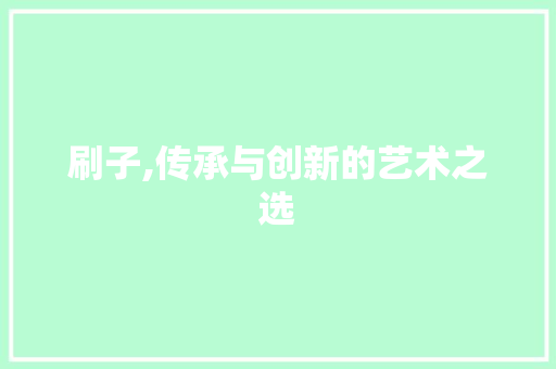 刷子,传承与创新的艺术之选