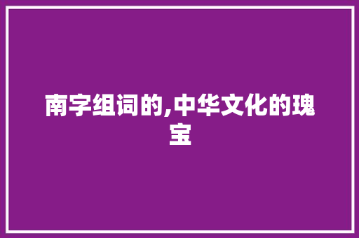 南字组词的,中华文化的瑰宝