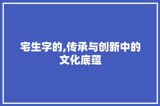 宅生字的,传承与创新中的文化底蕴