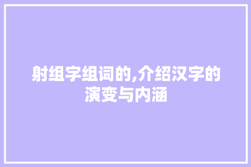 射组字组词的,介绍汉字的演变与内涵
