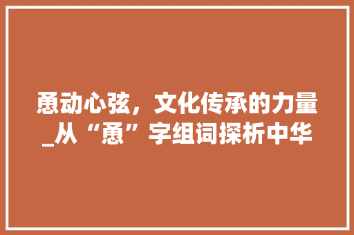 恿动心弦，文化传承的力量_从“恿”字组词探析中华民族精神