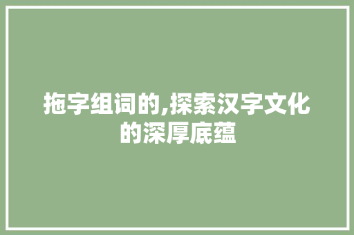 拖字组词的,探索汉字文化的深厚底蕴