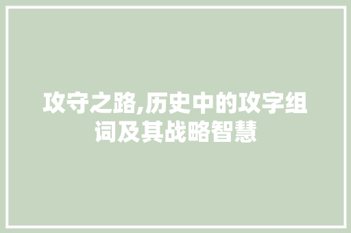 攻守之路,历史中的攻字组词及其战略智慧