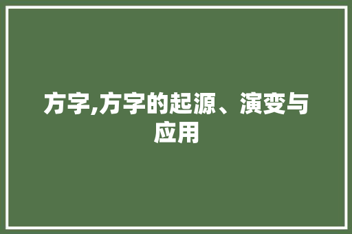 方字,方字的起源、演变与应用