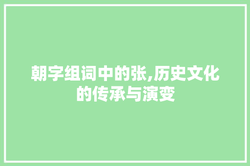 朝字组词中的张,历史文化的传承与演变