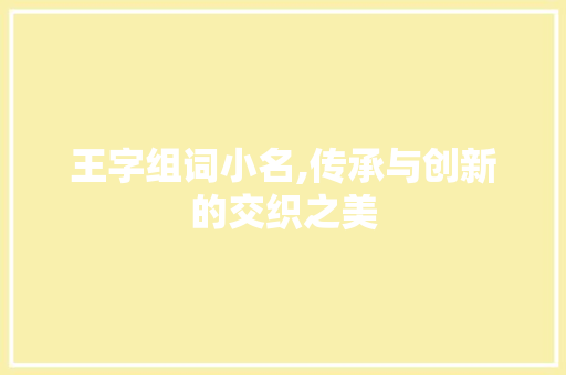 王字组词小名,传承与创新的交织之美