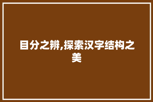 目分之辨,探索汉字结构之美
