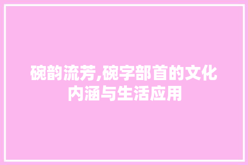 碗韵流芳,碗字部首的文化内涵与生活应用