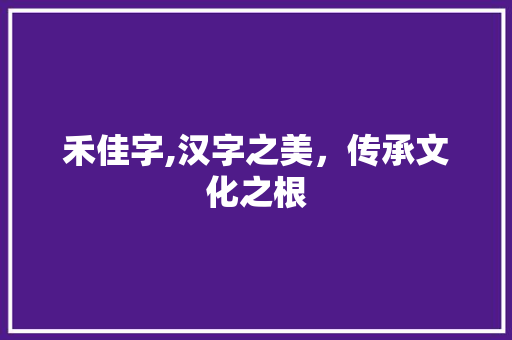 禾佳字,汉字之美，传承文化之根