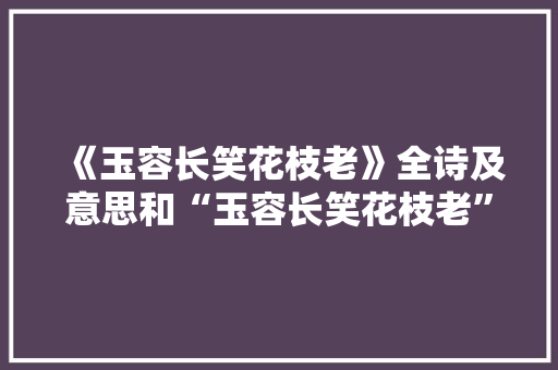 《玉容长笑花枝老》全诗及意思和“玉容长笑花枝老”的拼音注释