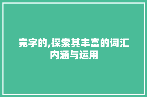竟字的,探索其丰富的词汇内涵与运用