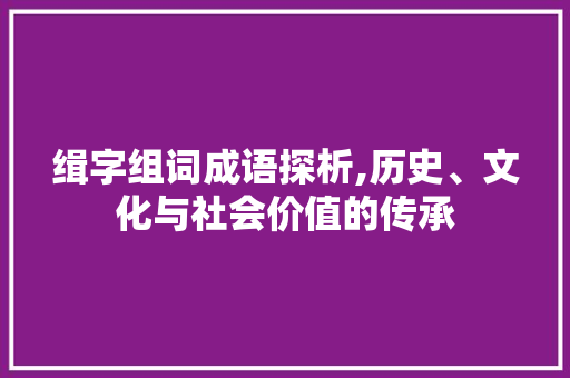 缉字组词成语探析,历史、文化与社会价值的传承 会议纪要