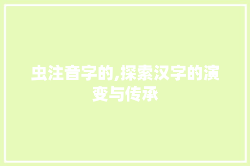 虫注音字的,探索汉字的演变与传承