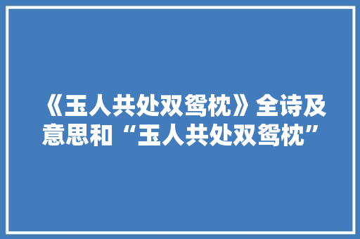 《玉人共处双鸳枕》全诗及意思和“玉人共处双鸳枕”的拼音注释