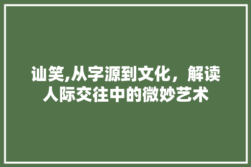 讪笑,从字源到文化，解读人际交往中的微妙艺术 诗词体裁