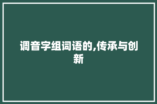 调音字组词语的,传承与创新