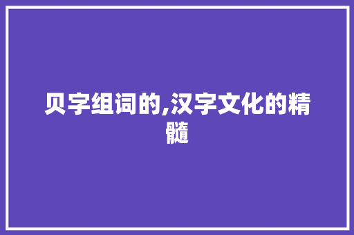 贝字组词的,汉字文化的精髓