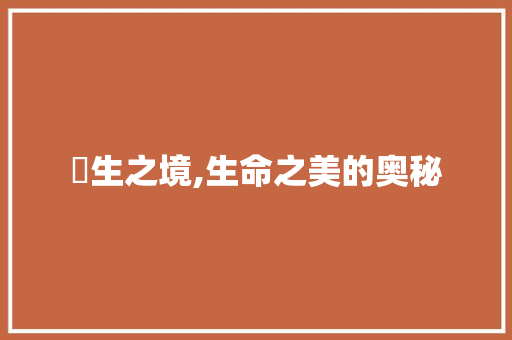 隥生之境,生命之美的奥秘