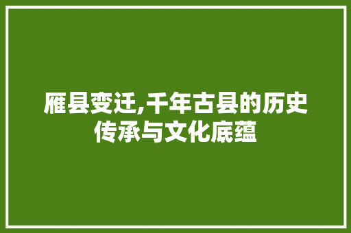 雁县变迁,千年古县的历史传承与文化底蕴