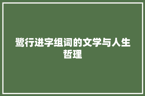 鹭行进字组词的文学与人生哲理